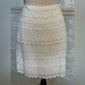 White House Black Market, white lace pencil skirt size 10